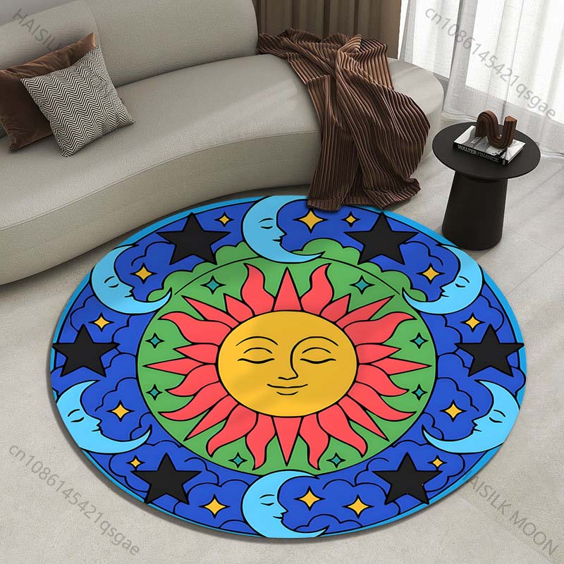 Commercial Printing And Design - Tapis rond imprimé avec motif soleil,